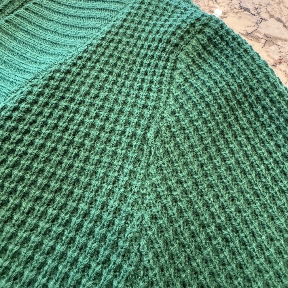 ZESICA Emerald Green Waffle Knit Open Front Cardigan Size Large - Picture 13 of 13